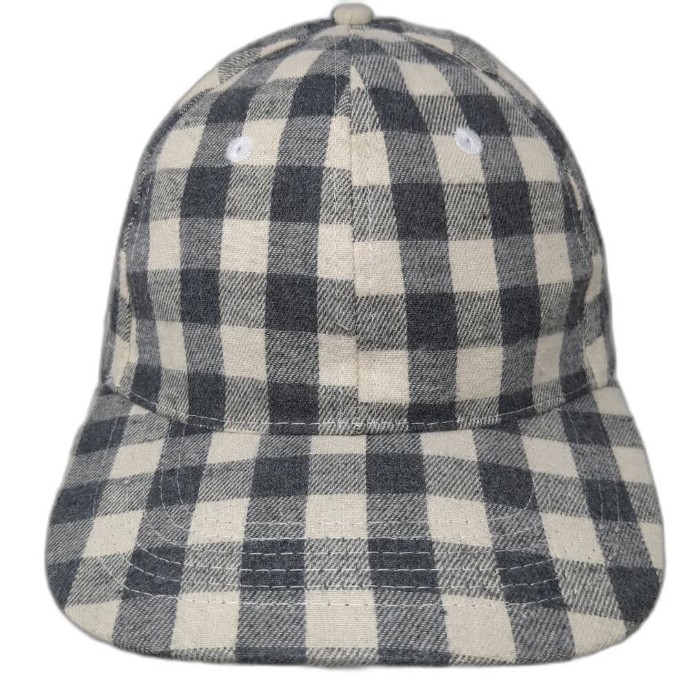 COCUS POCUS Baseball Cap Gray Black One Size Buffalo Check Plaid Slideback Hat